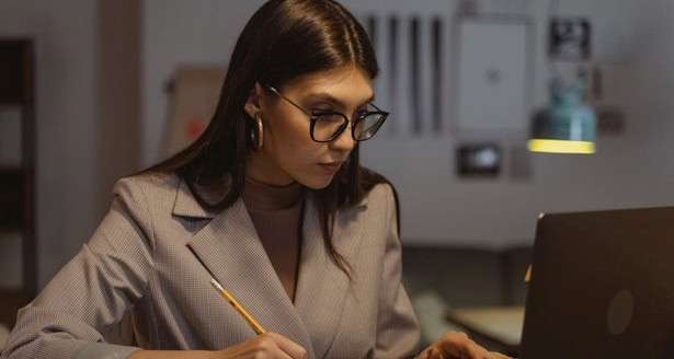 Woman considering investment options